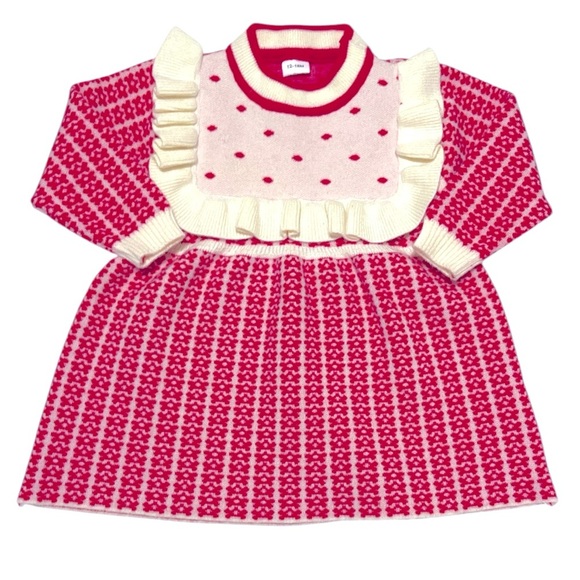 053 PatPat Red and Cream Kids Dress - Picture 1 of 3